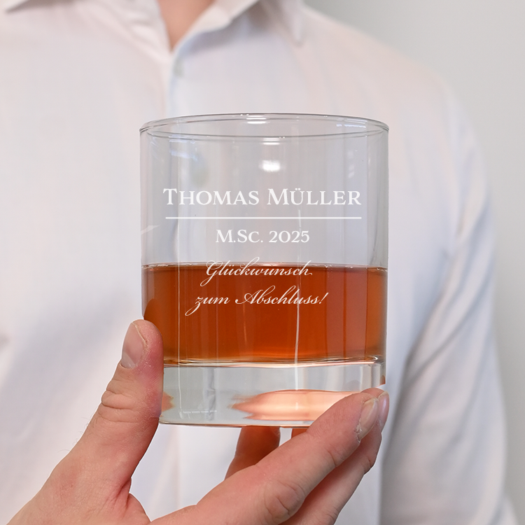 Whiskyglas mit Gravur, Abschlussgeschenk