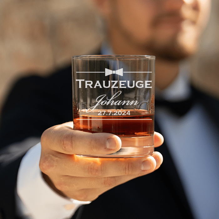 Whiskyglas mit Gravur, Trauzeuge