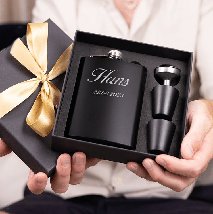 Flachmann mit Gravur, Schreibschrift