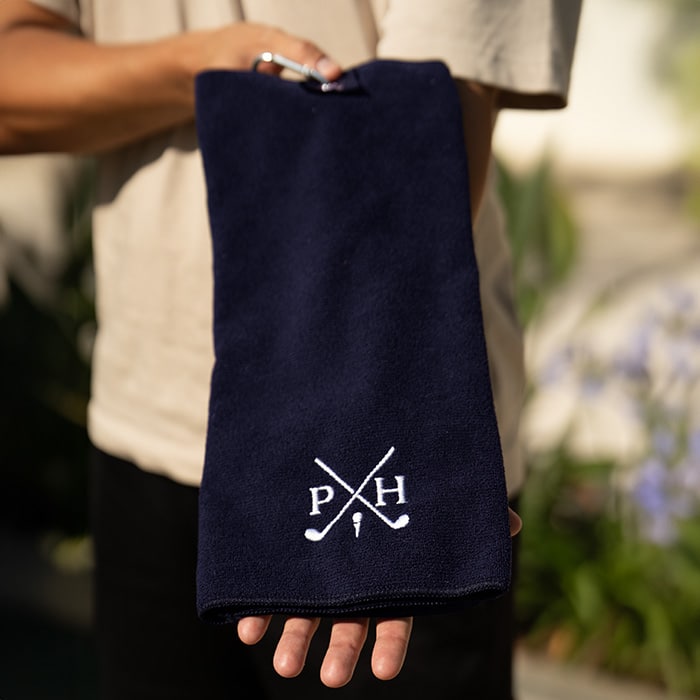 Geschenk für Golfer, Golfhandtuch mit Initialen - Navy-Dunkelblau