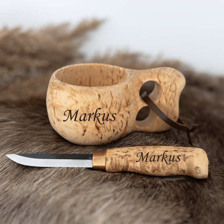 Geschenkset aus Maserbirken-Kuksa und Messer