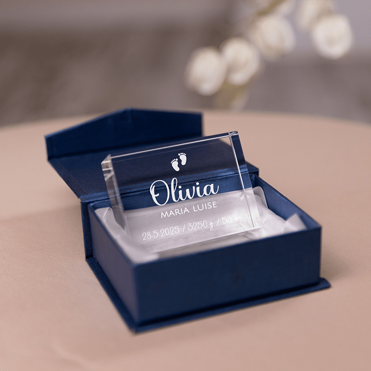 Glasdekoration mit Gravur, Taufgeschenk – Bild 2