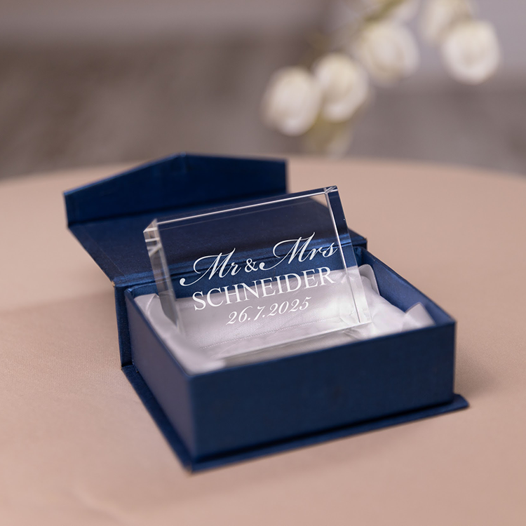 Gravierte Glas-Hochzeitsdekoration Mr & Mrs – Bild 2