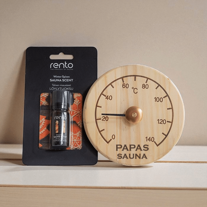 Saunathermometer- und Saunaaufguss-Geschenkset