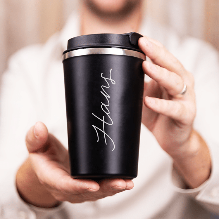 Thermobecher mit Text