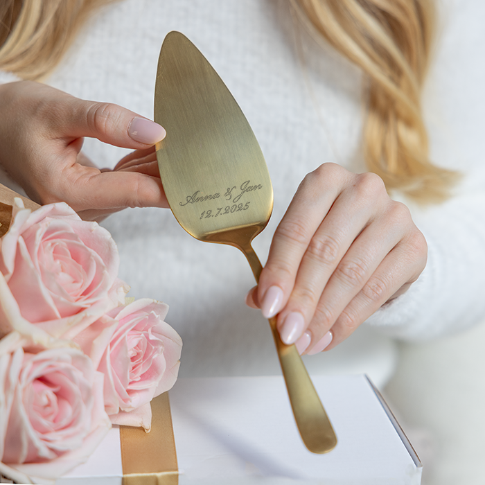 Tortenheber mit Gravur, Schreibschrift