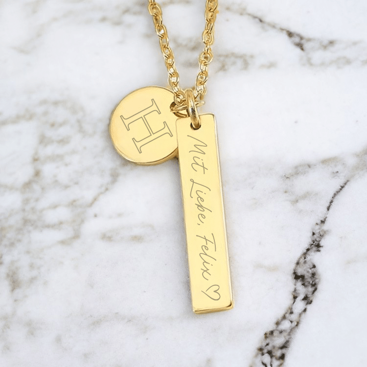 Schmuck mit Gravur, silberfarben – Bild 3