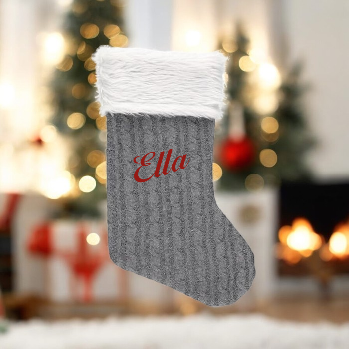 Personalisierte Weihnachtssocke – Grau – Bild 2