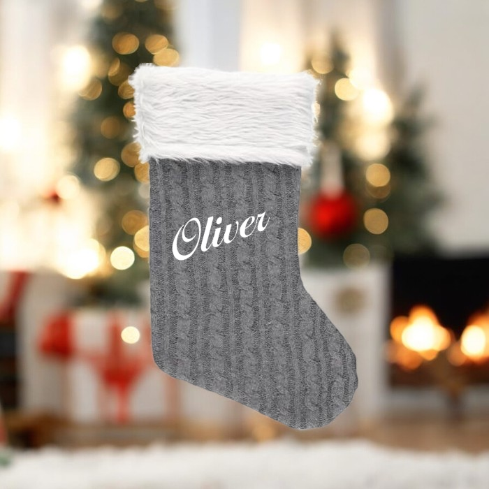 Personalisierte Weihnachtssocke – Grau