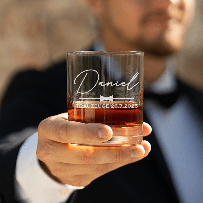 Whiskyglas mit Gravur, Trauzeuge