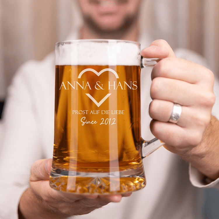 bierkrug mit gravur, herz