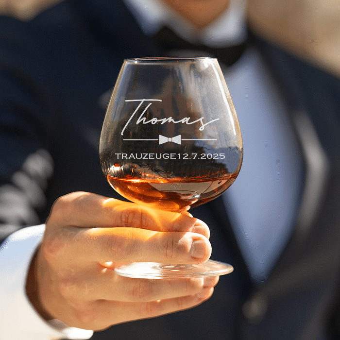 Cognacglas mit Gravur, Trauzeugengeschenk