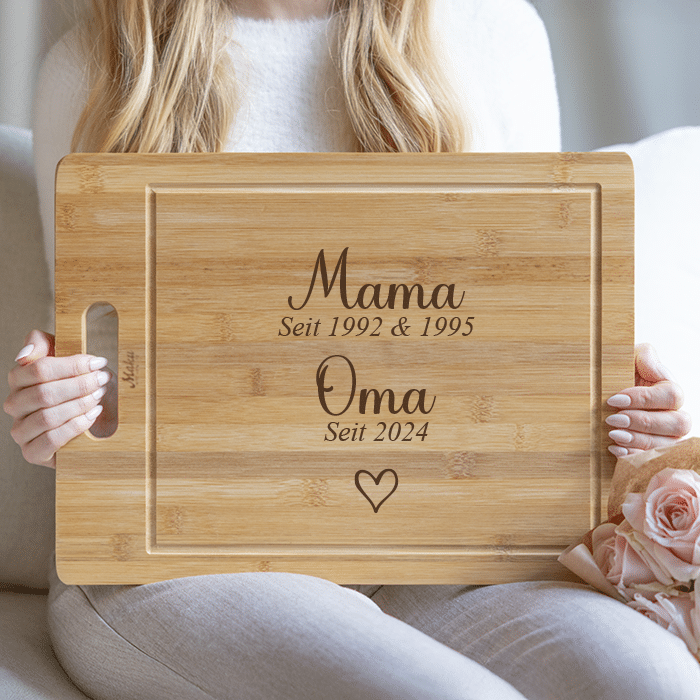 Schneidebrett mit Gravur, Mama & Oma