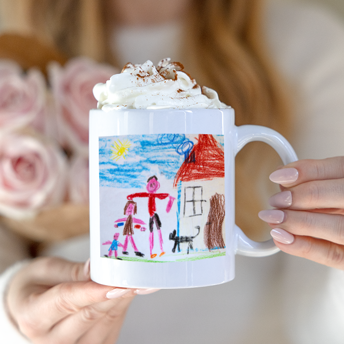 Tasse mit Kinderzeichnung, Muttertagsgeschenk