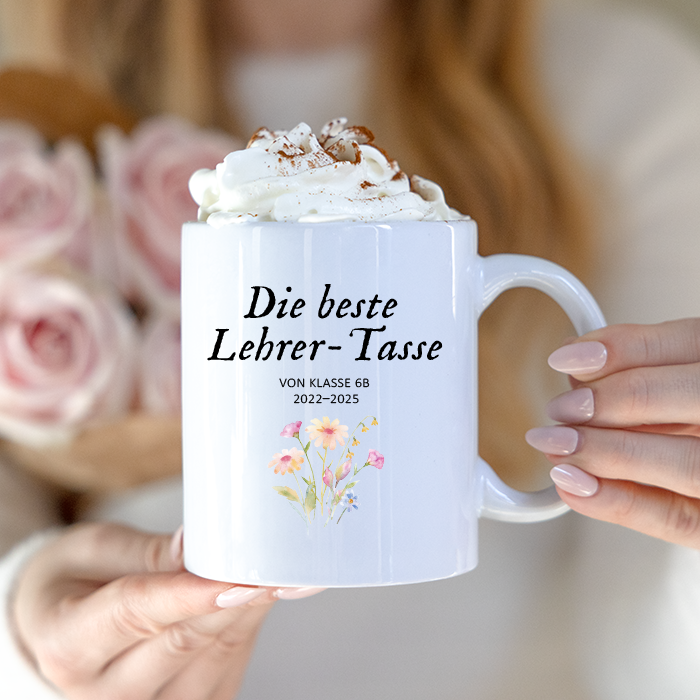 Tasse mit Aufdruck, Geschenk für Lehrer
