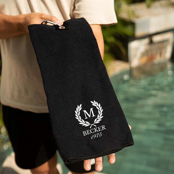 Golfhandtuch mit Stickerei