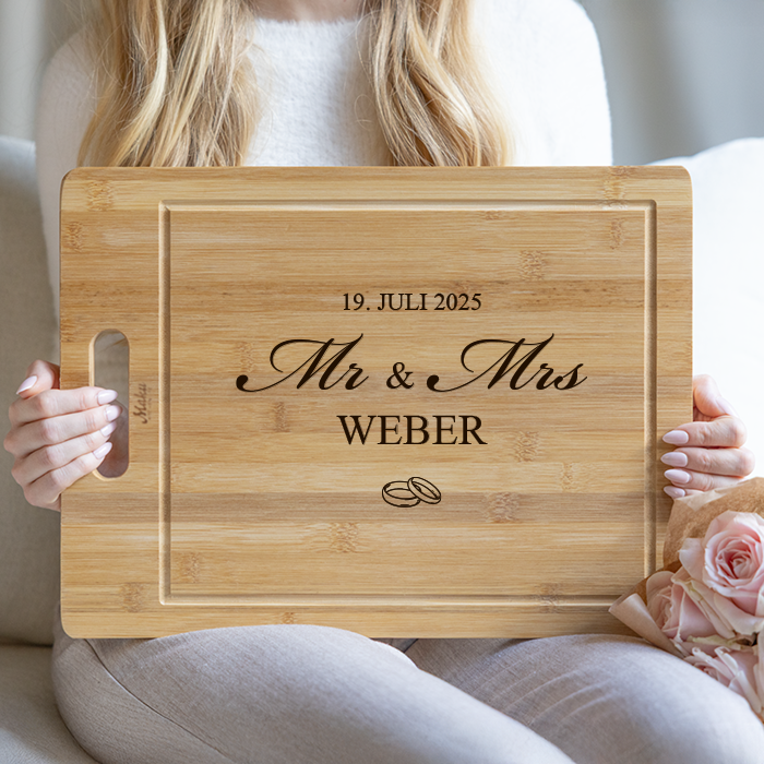 Schneidebrett mit Gravur, Hochzeit