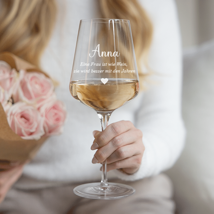 Weißweinglas mit Gravur