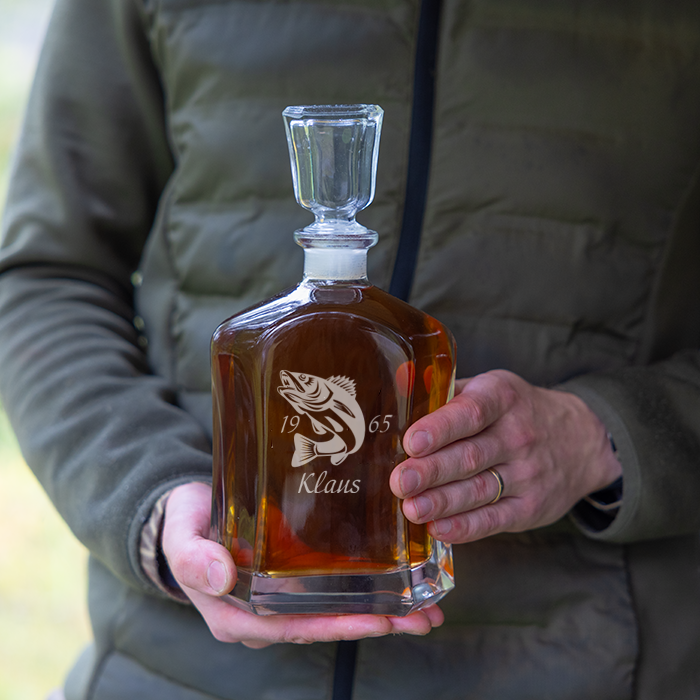Whisky-Karaffe mit Gravur, Angeln