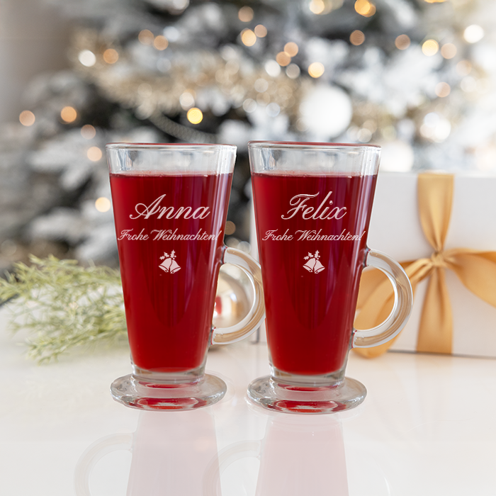 Glühweingläser mit Gravur, 2 Stück, Weihnachtsgeschenk