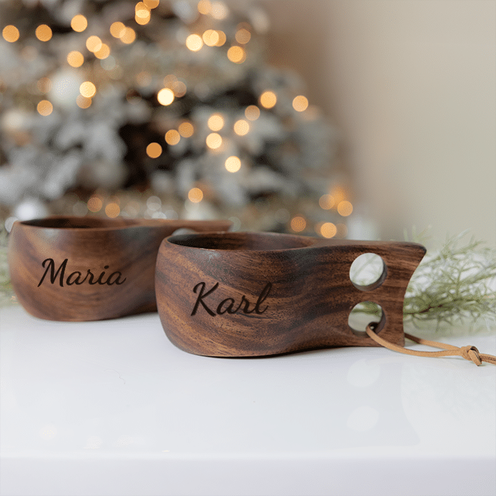 Kuksas mit Gravur, 2 Stück, dunkel