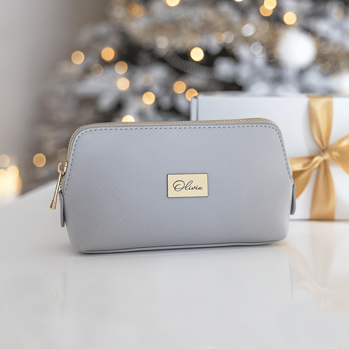 Kosmetiktasche mit Namensschild