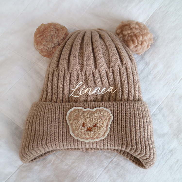 Kindermütze mit Bärenohren und Namen, für 1–2-Jährige