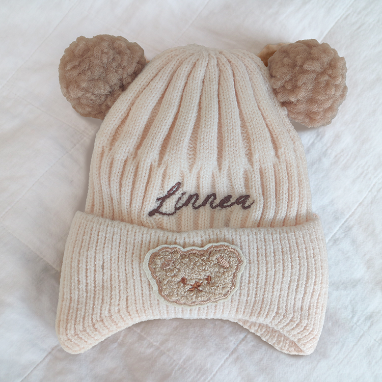 Kindermütze mit Bärenohren und Namen, für 1–2-Jährige
