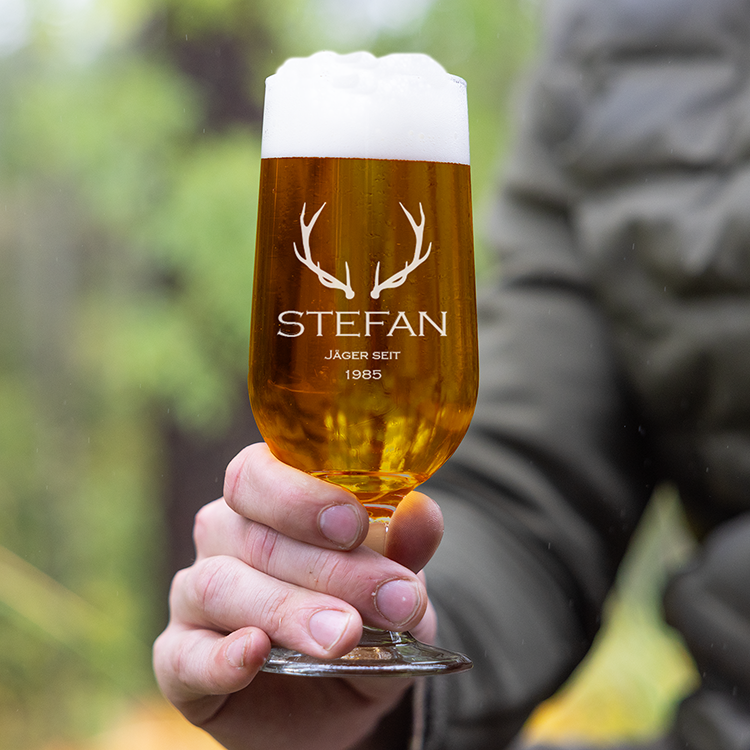 Bierglas mit Gravur – Hörner
