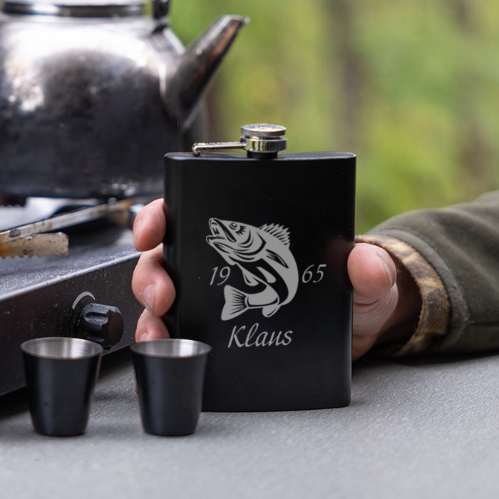 Flachmann-Set mit Gravur, Angeln