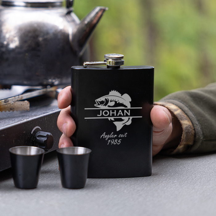 Flachmann-Set mit Gravur, Angeln