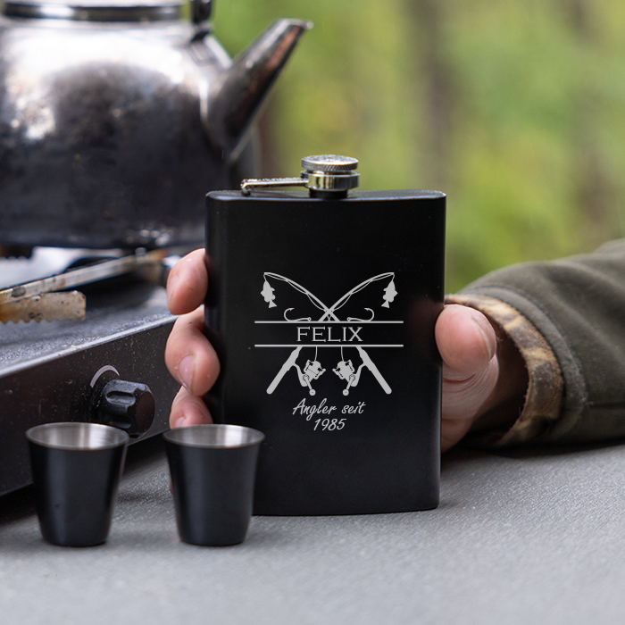 Flachmann-Set mit Gravur, Angeln