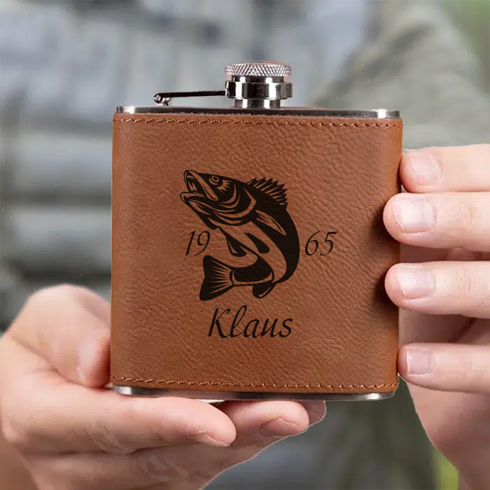 Flachmann mit Gravur, Angeln