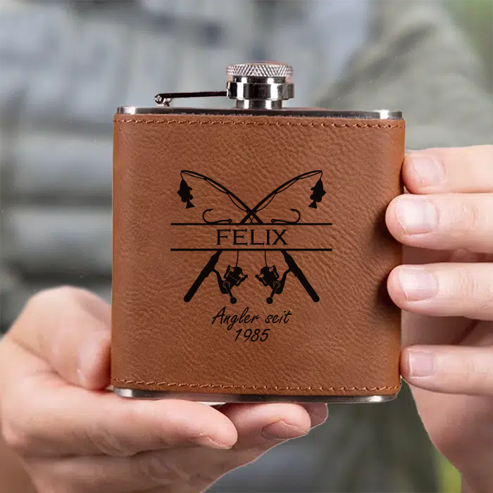 Flachmann mit Gravur, Angeln