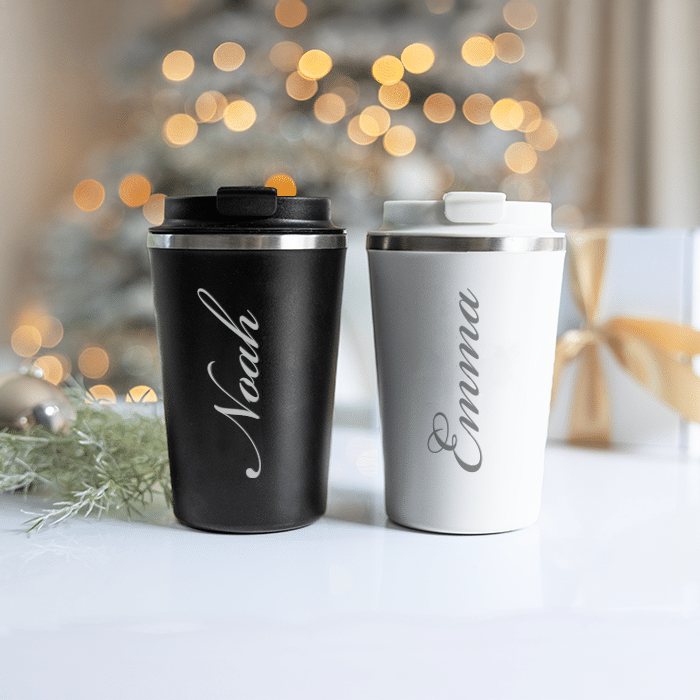 Thermobecher mit Gravur, 2 Stück – Geschenkset