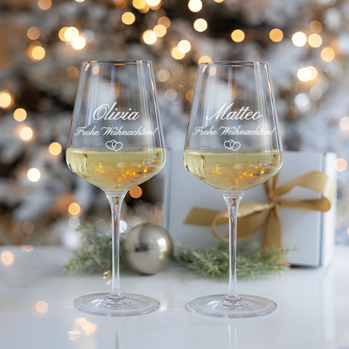 Weingläser mit Gravur 2 Stück, Weihnachten