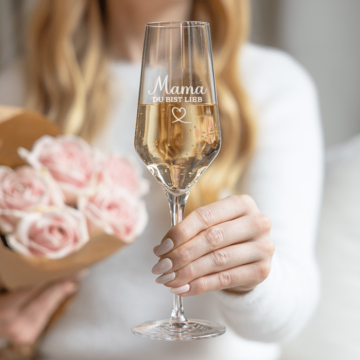 Champagnerglas mit Gravur, Muttertagsgeschenk
