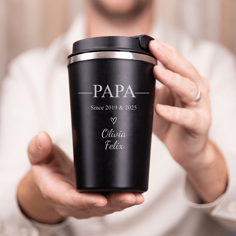 Thermobecher mit Gravur für Papa