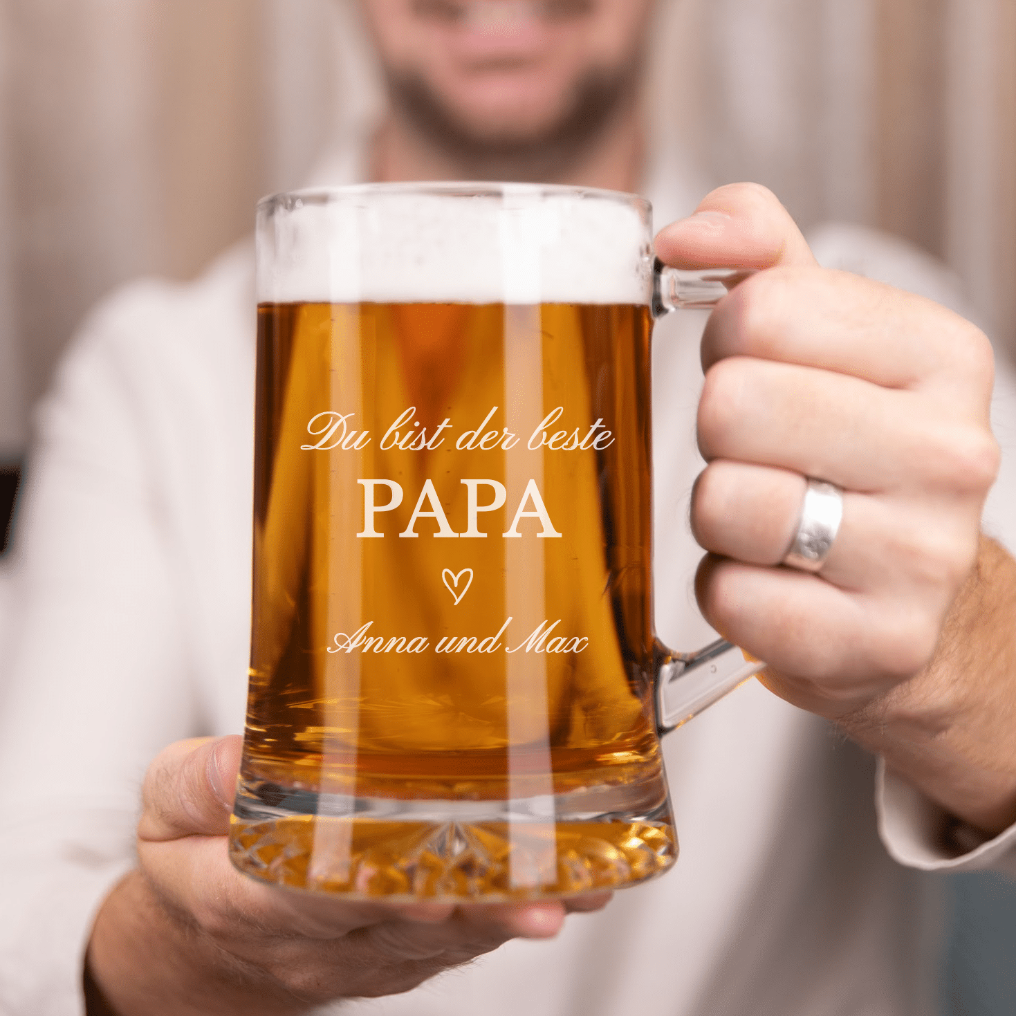 Bierkrug mit Gravur, für den Papa