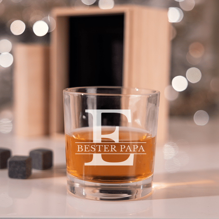 Whiskyglas mit Gravur und Whisky-Steine Geschenkset